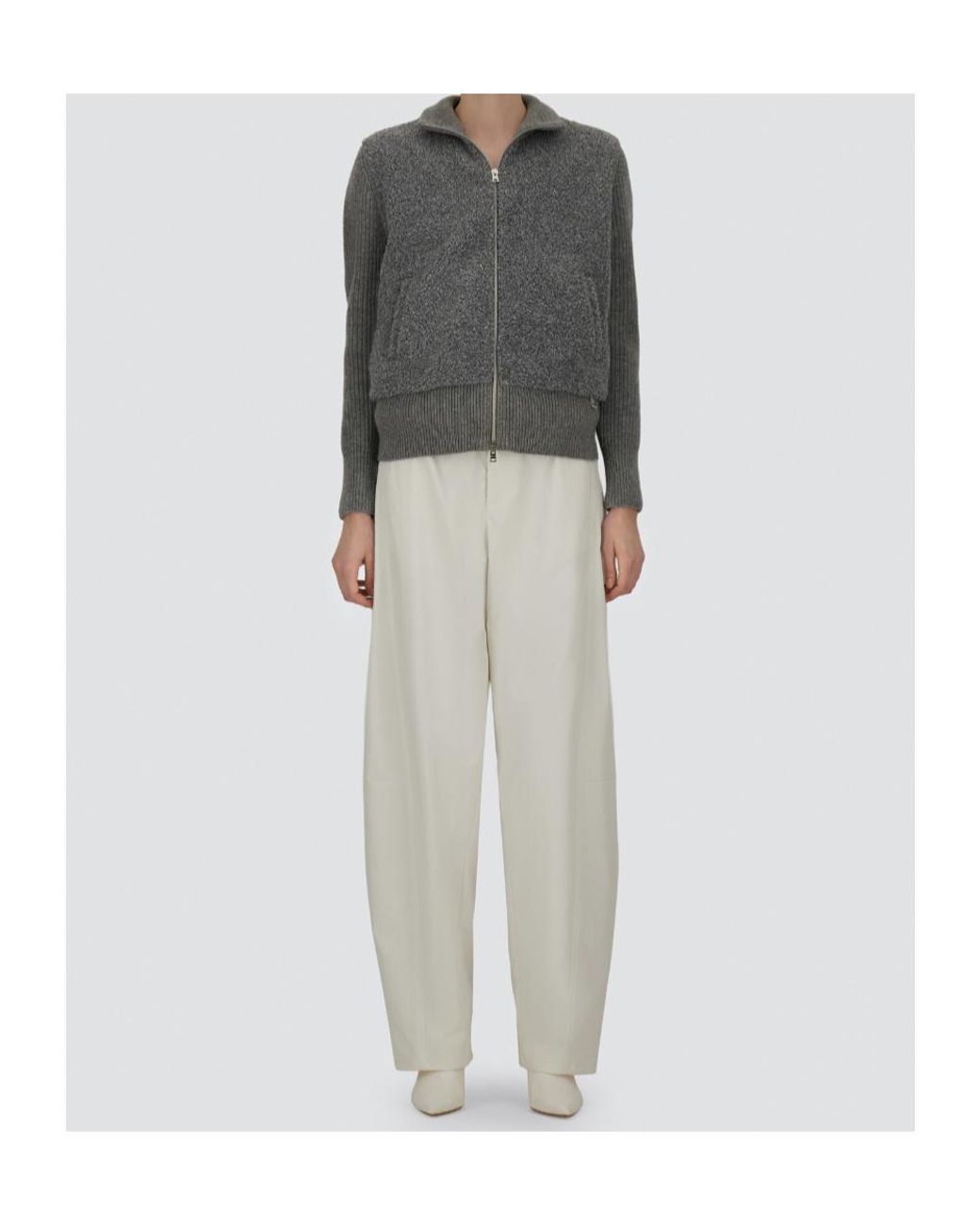 Herno Gray Zip-Up Knitted Cardigan