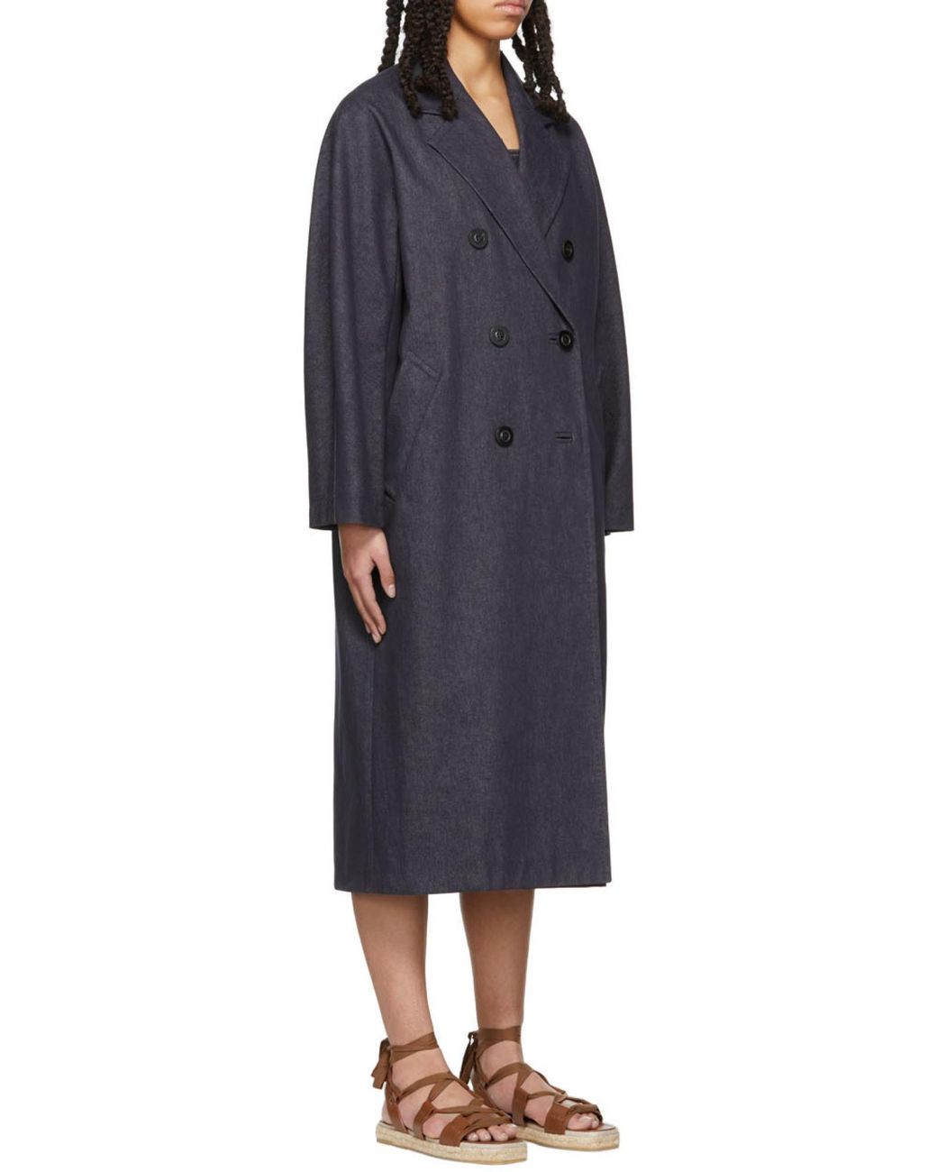Max Mara Blue Denim Logo Coat