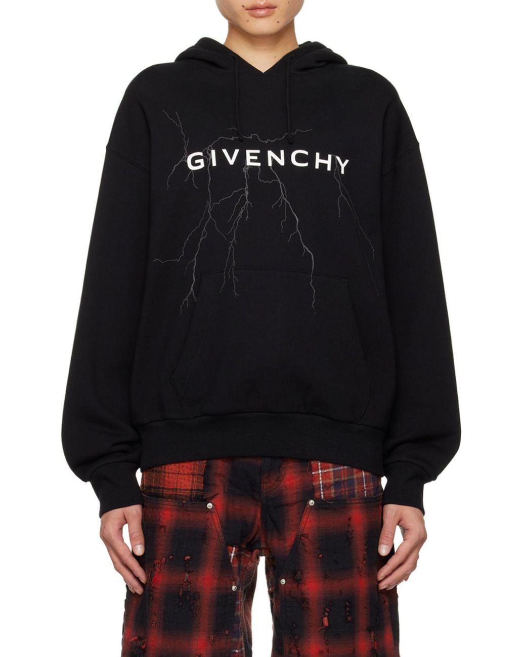 Givenchy Blue Logo Printed Drawstring Hoodie for men
