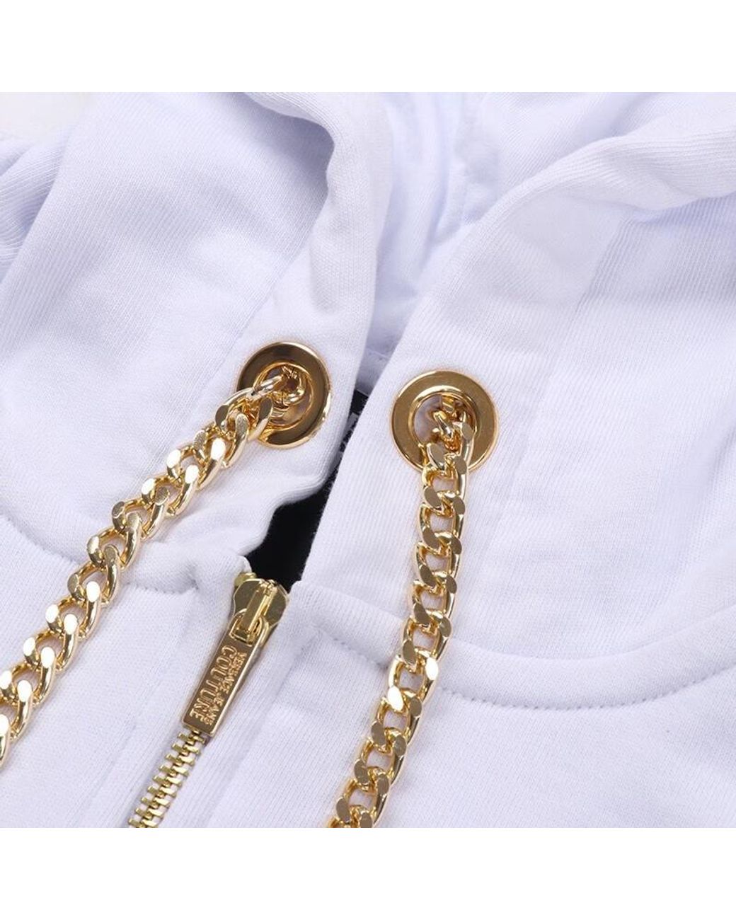 Versace Jeans White Zip-Up Hooded Casual Jacket