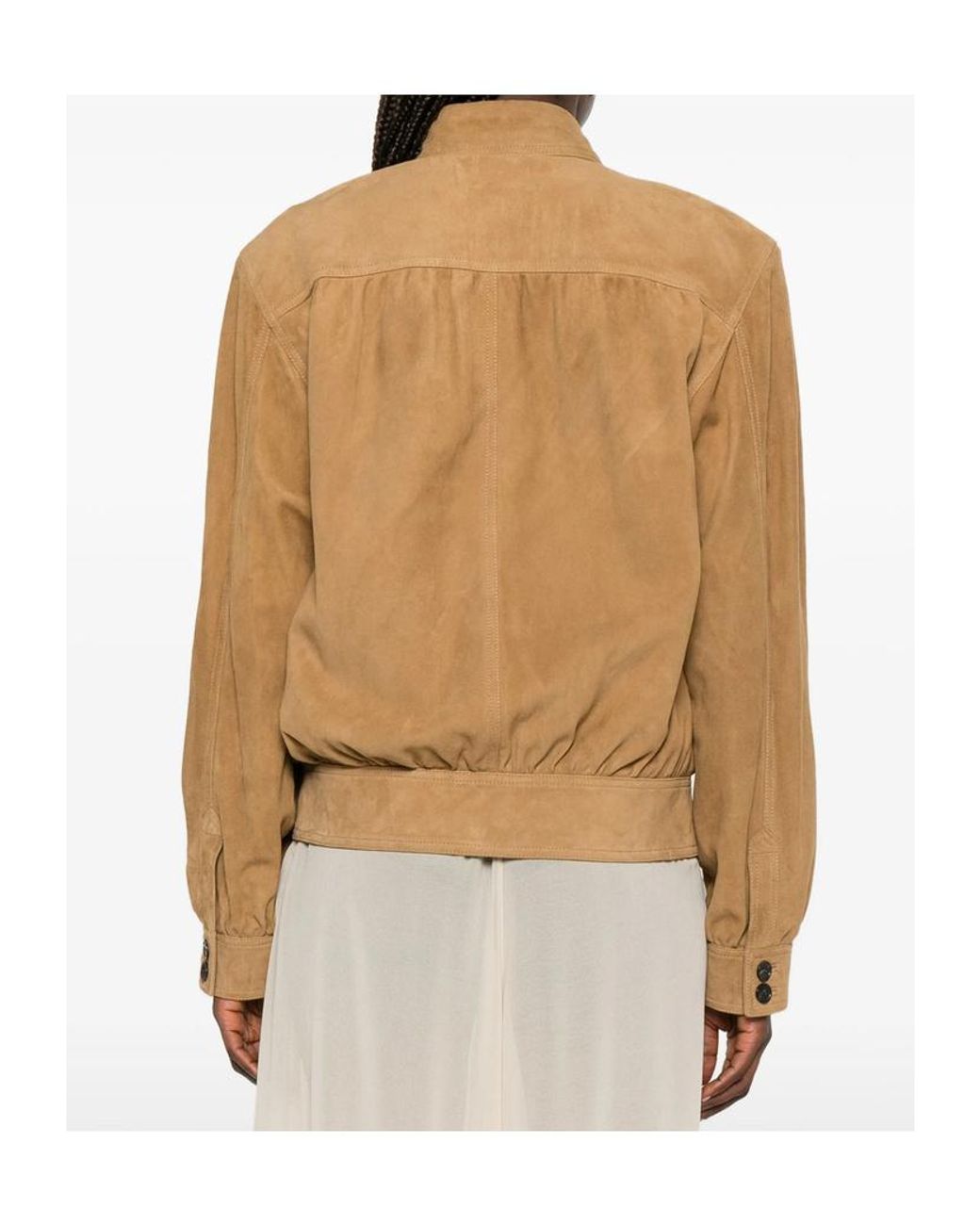 Saint Laurent Natural Button-Up Long-Sleeved Jacket