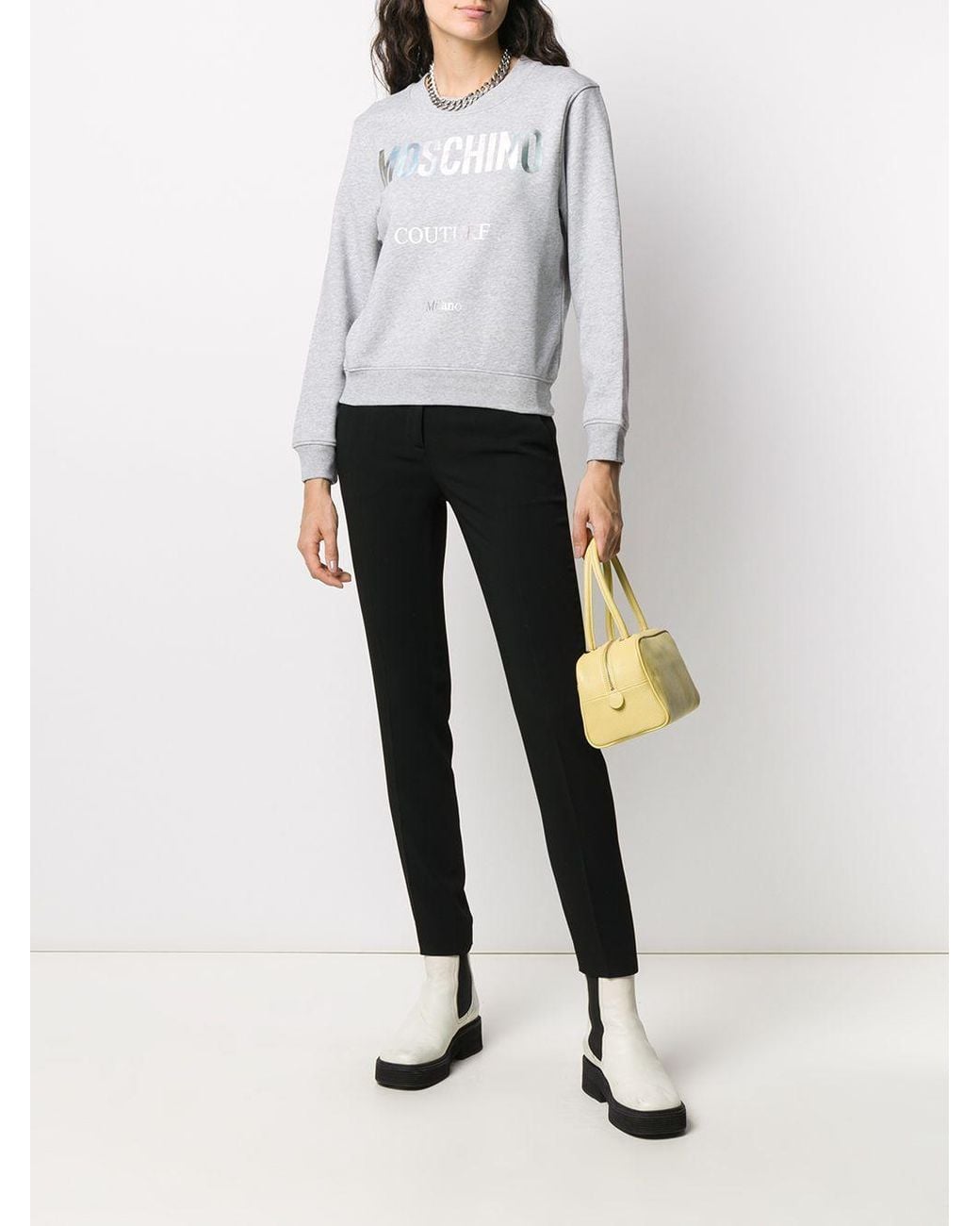 Moschino White Logo Printed Hoodie