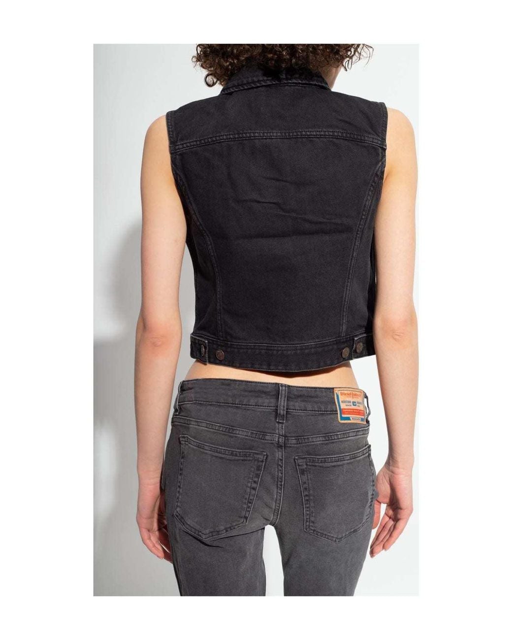 DIESEL Sleeveless Denim Jacket in Black | Lyst