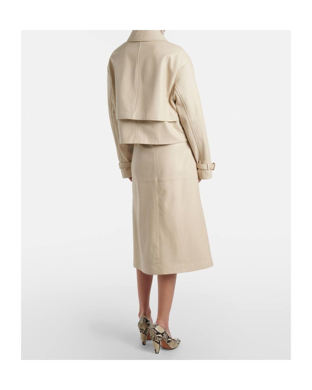 Joseph Natural Long-Sleeved Cropped Leather Jacket