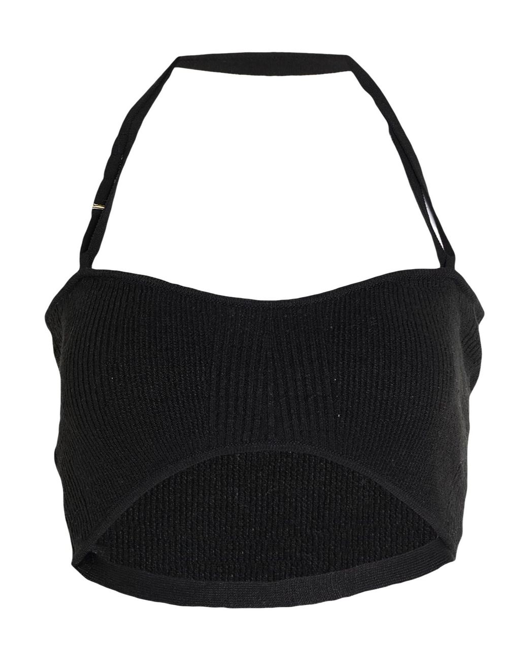 Jacquemus Black Solid-Colored Knitted Cropped Tank Top