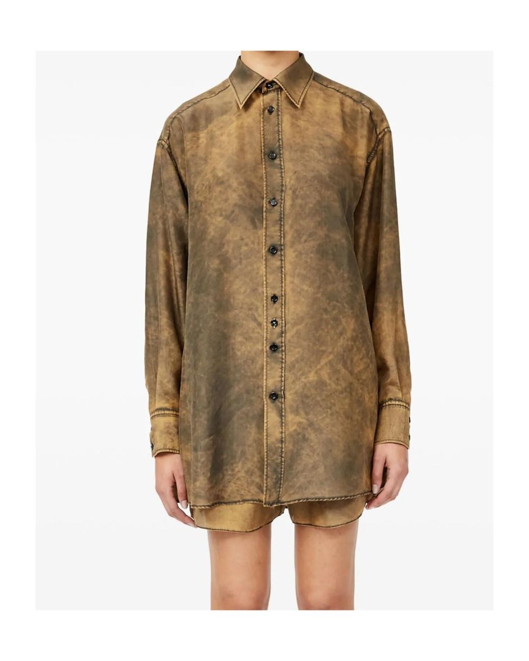 MM6 by Maison Margiela Brown Cut-Out Detailed Tie-Dye Shirt