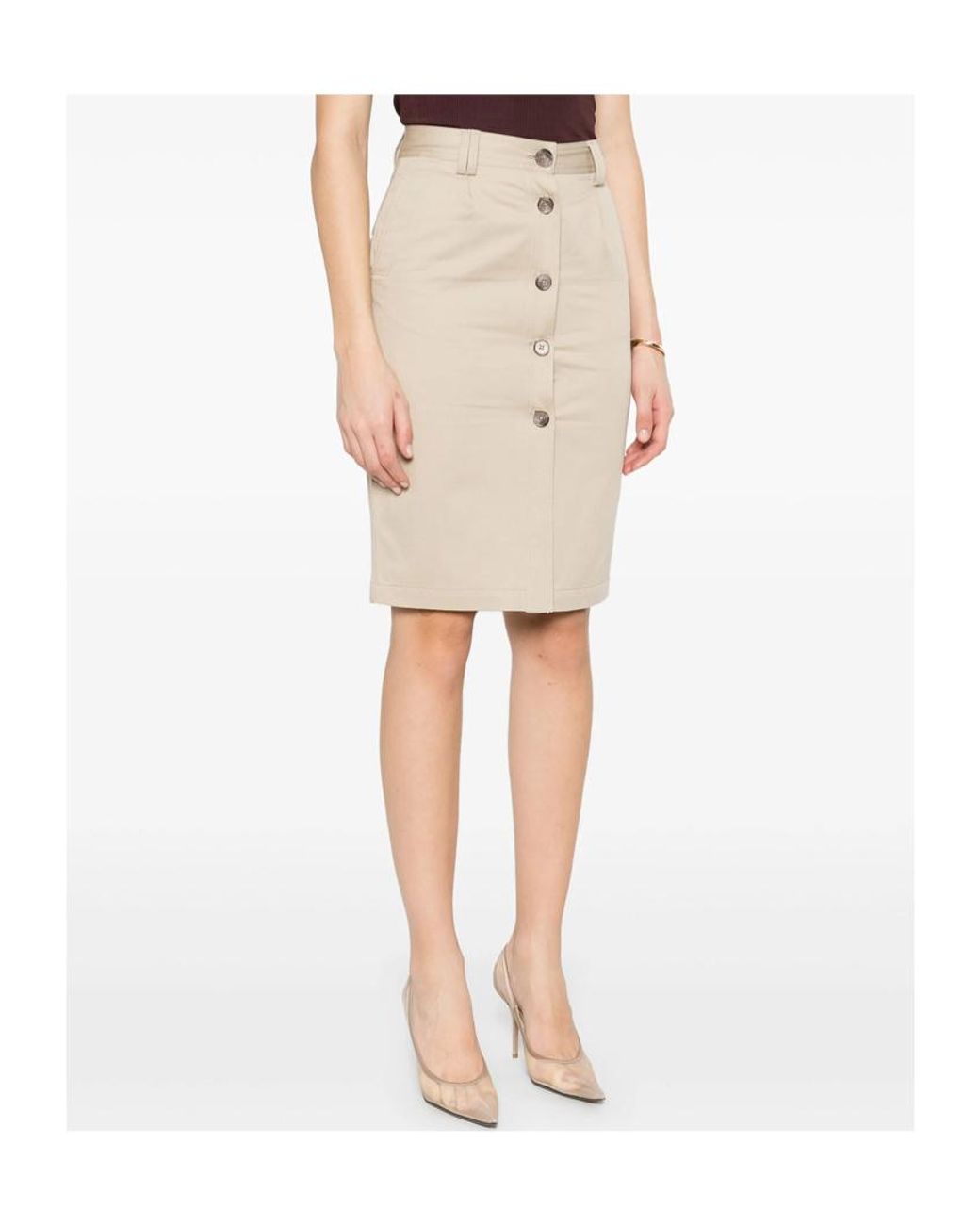 Anine Bing Natural Button-Down Skirt