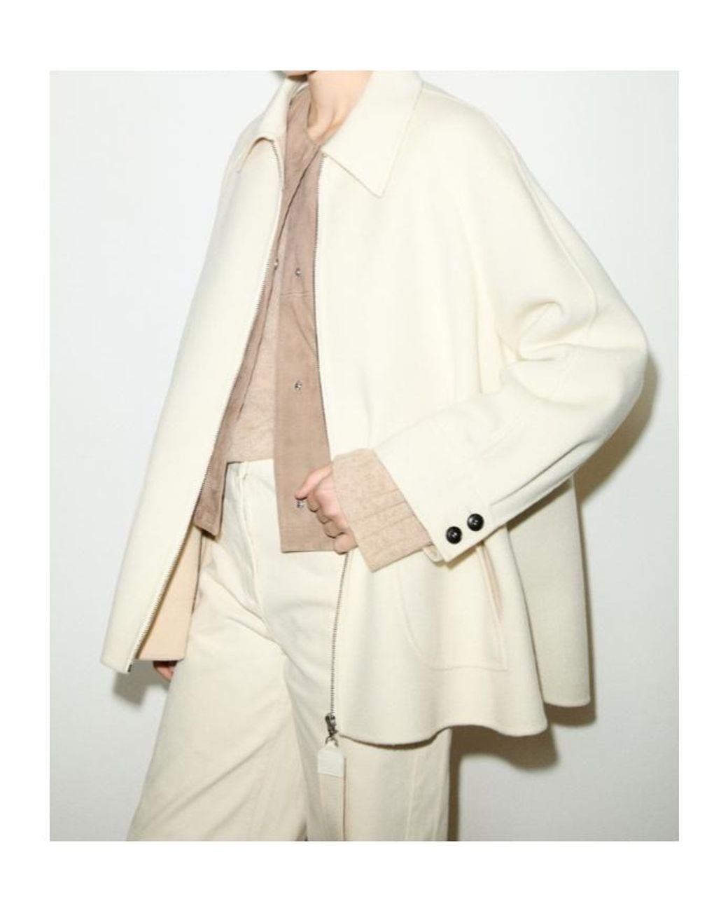 MAX&Co. White Double-Woven Wool Jacket