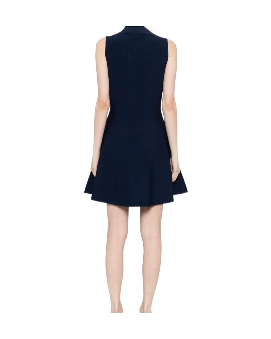 Theory Blue Polo-Collar A-Line Dress