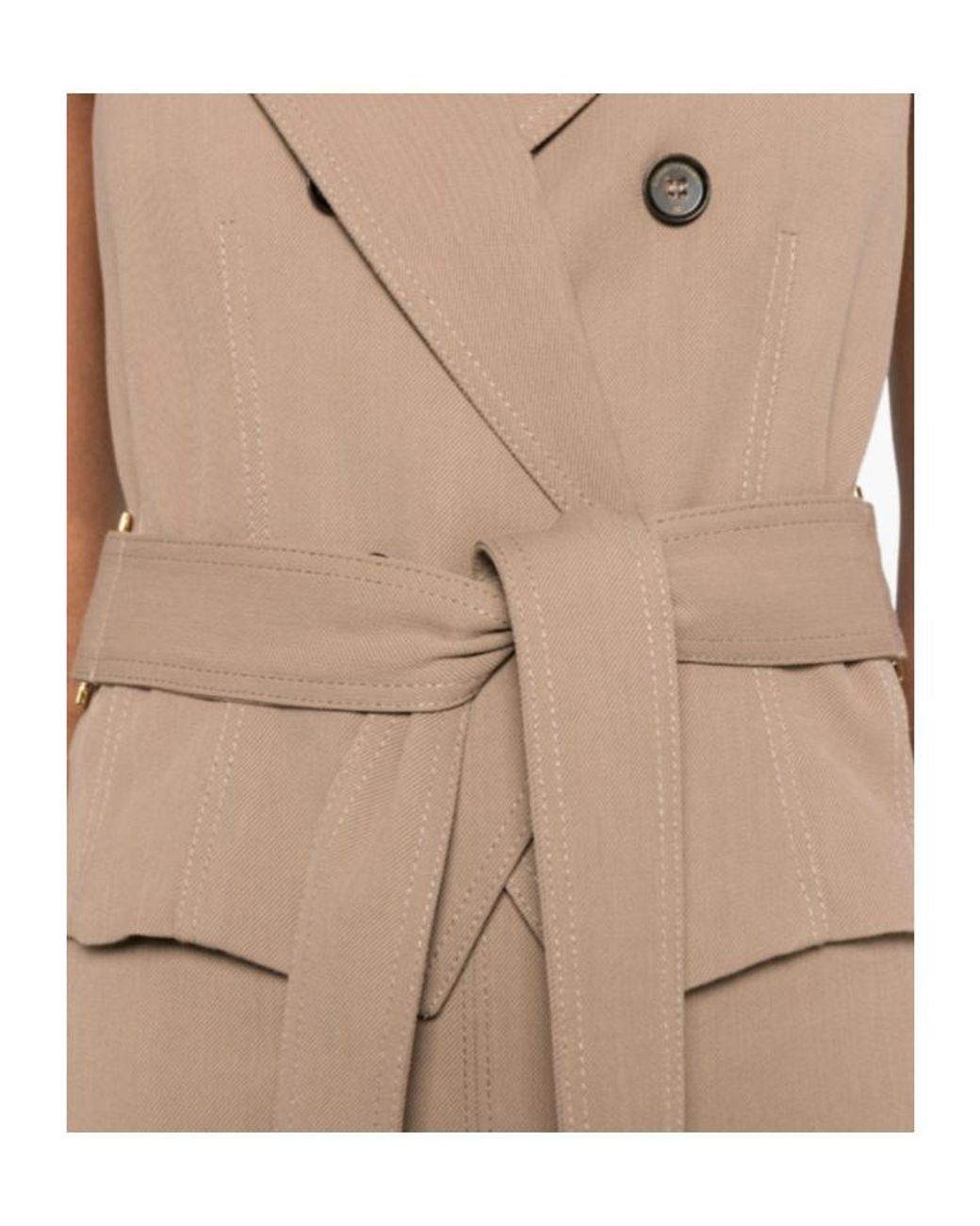 Elisabetta Franchi Natural V-Neck Belted Vest