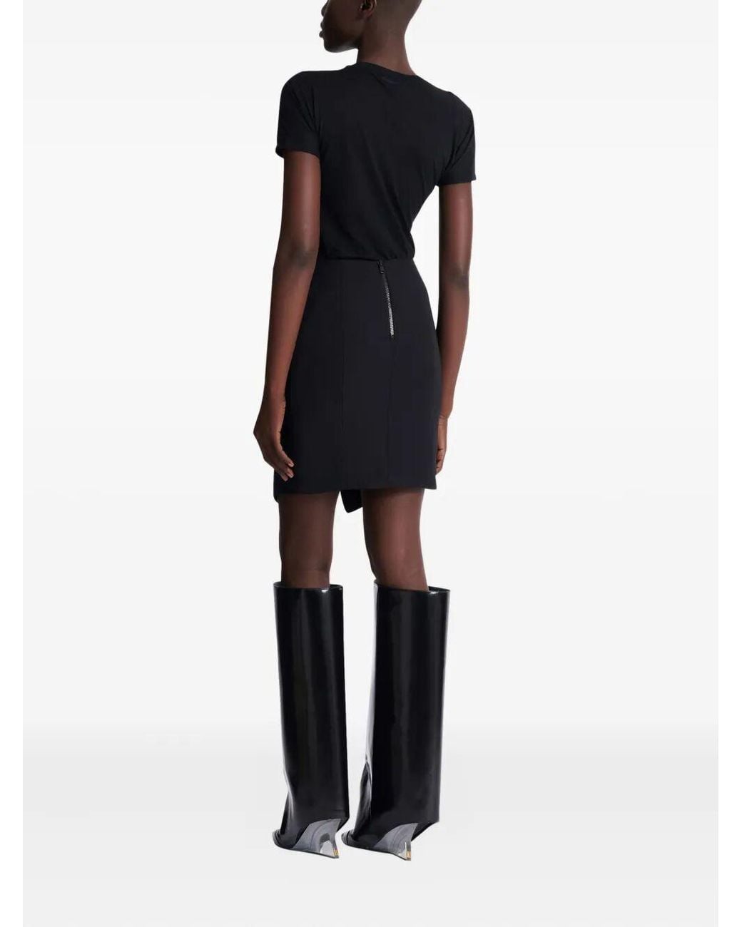 Balmain Black Belted Mini Skirt