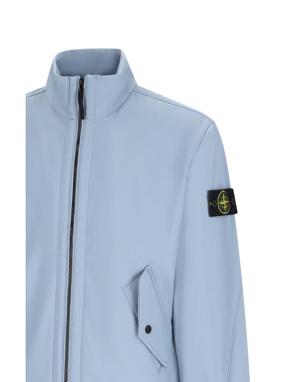 Stone Island Blue High Neck Zip-Up Jacket for men