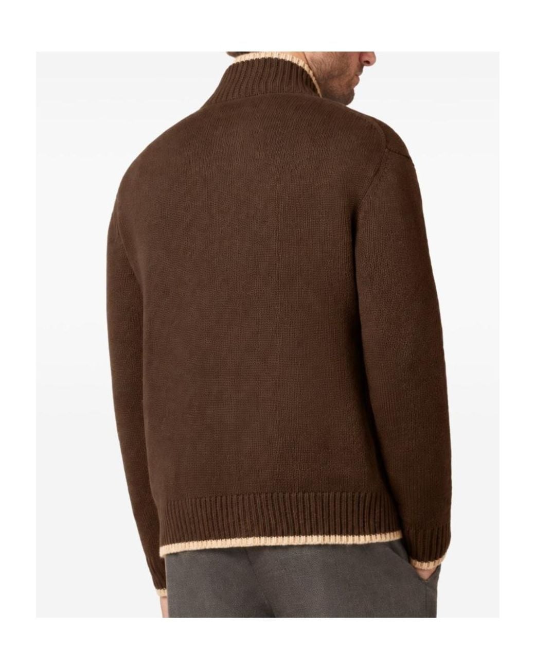 Paul & Shark Brown Long-Sleeve Zip-Up Cardigan for men