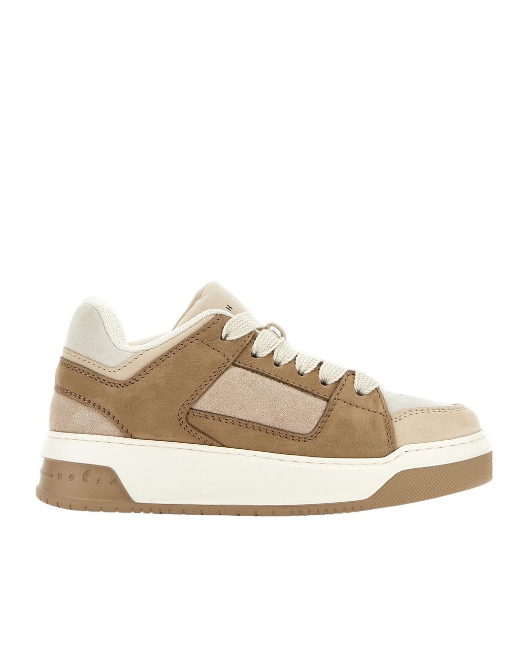 Hogan Natural Round-Toe Lace-Up Sneakers