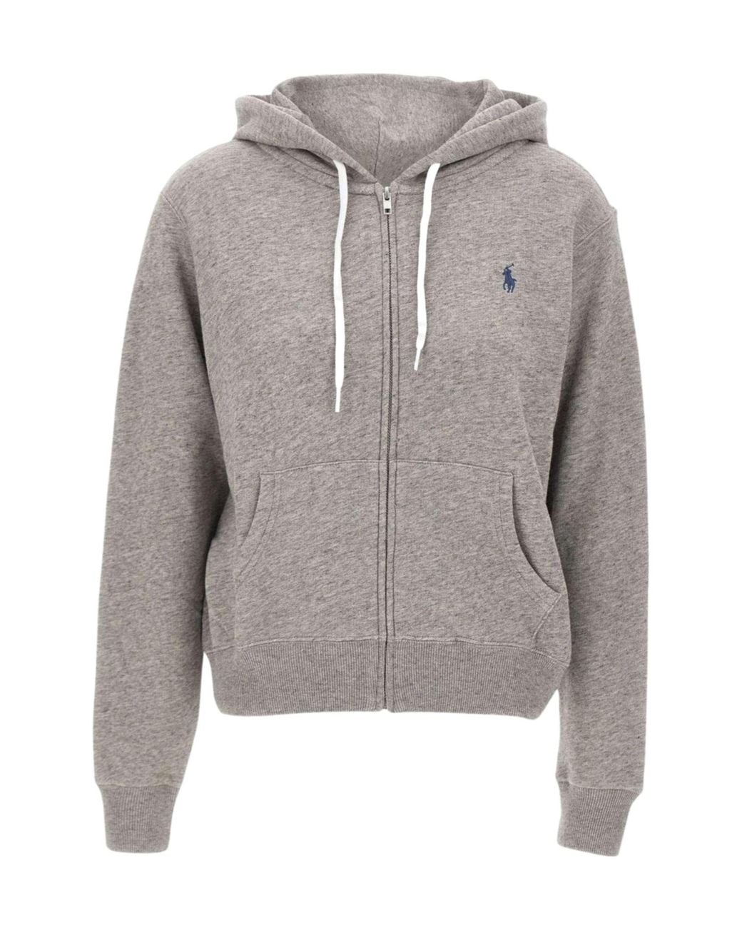 Polo Ralph Lauren Gray Full-Zip Drawstring Hoodie