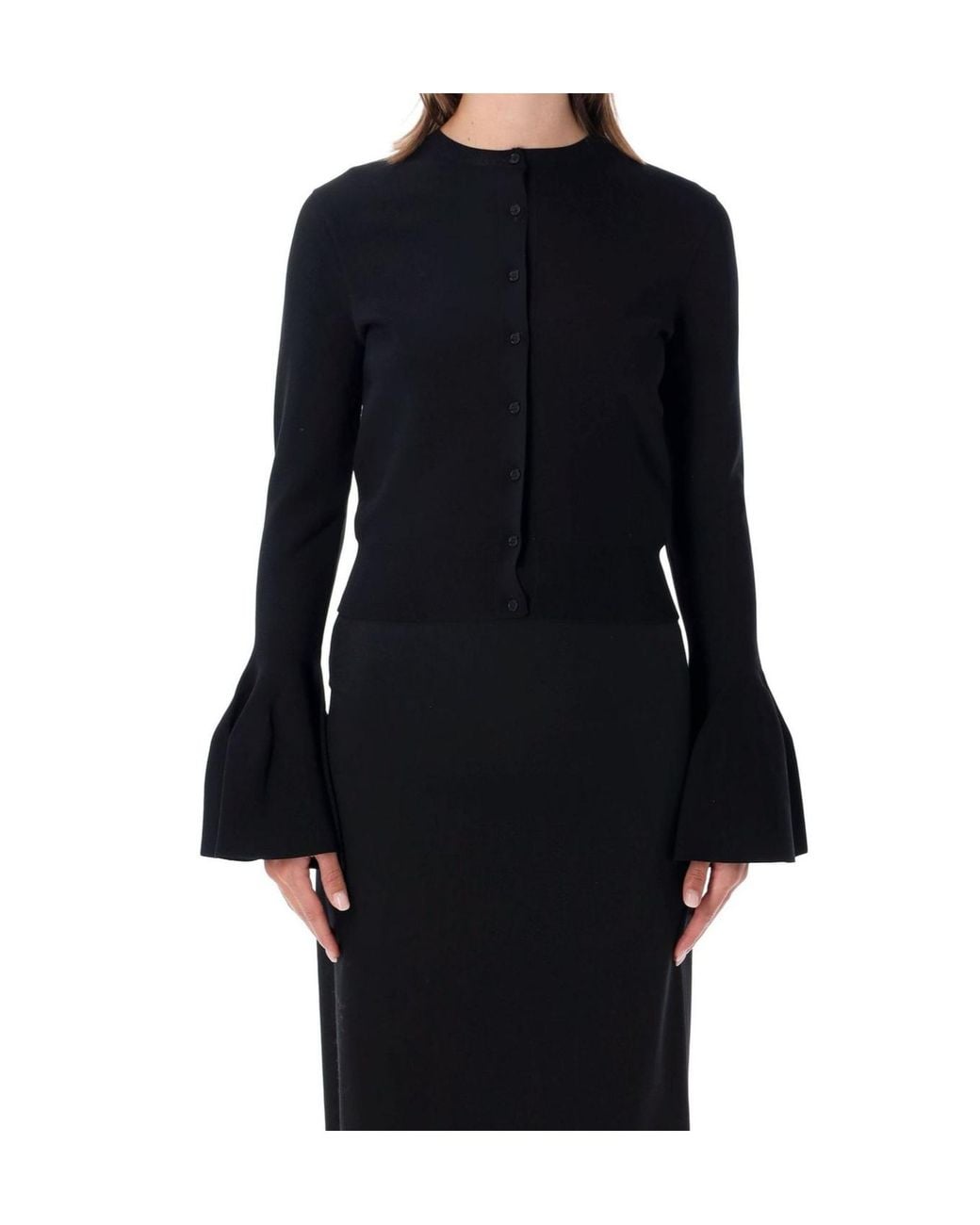 Stella McCartney Black Button-Up Bell-Sleeved Cardigan
