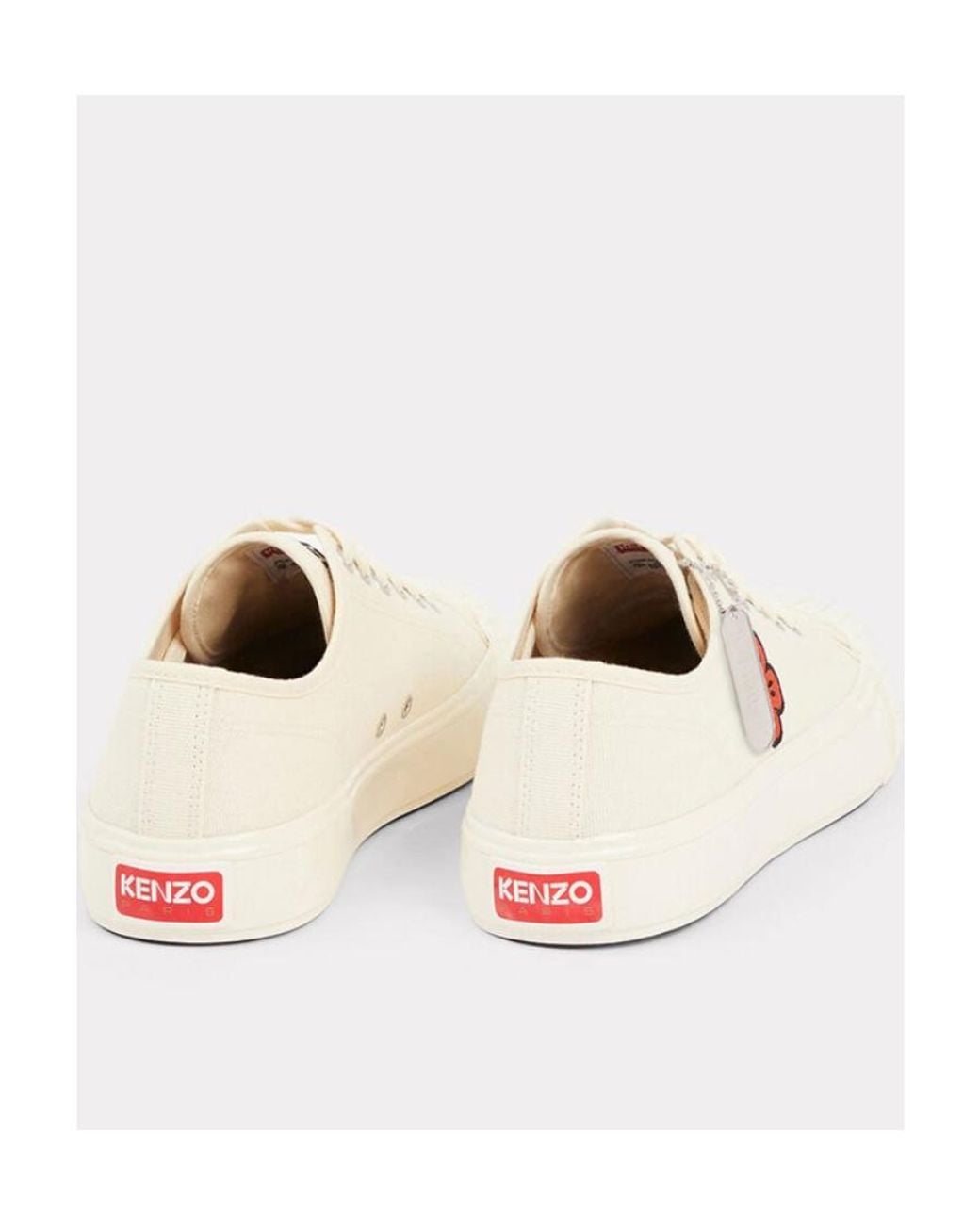 KENZO White Boke Flower Motif Lace-Up Sneakers