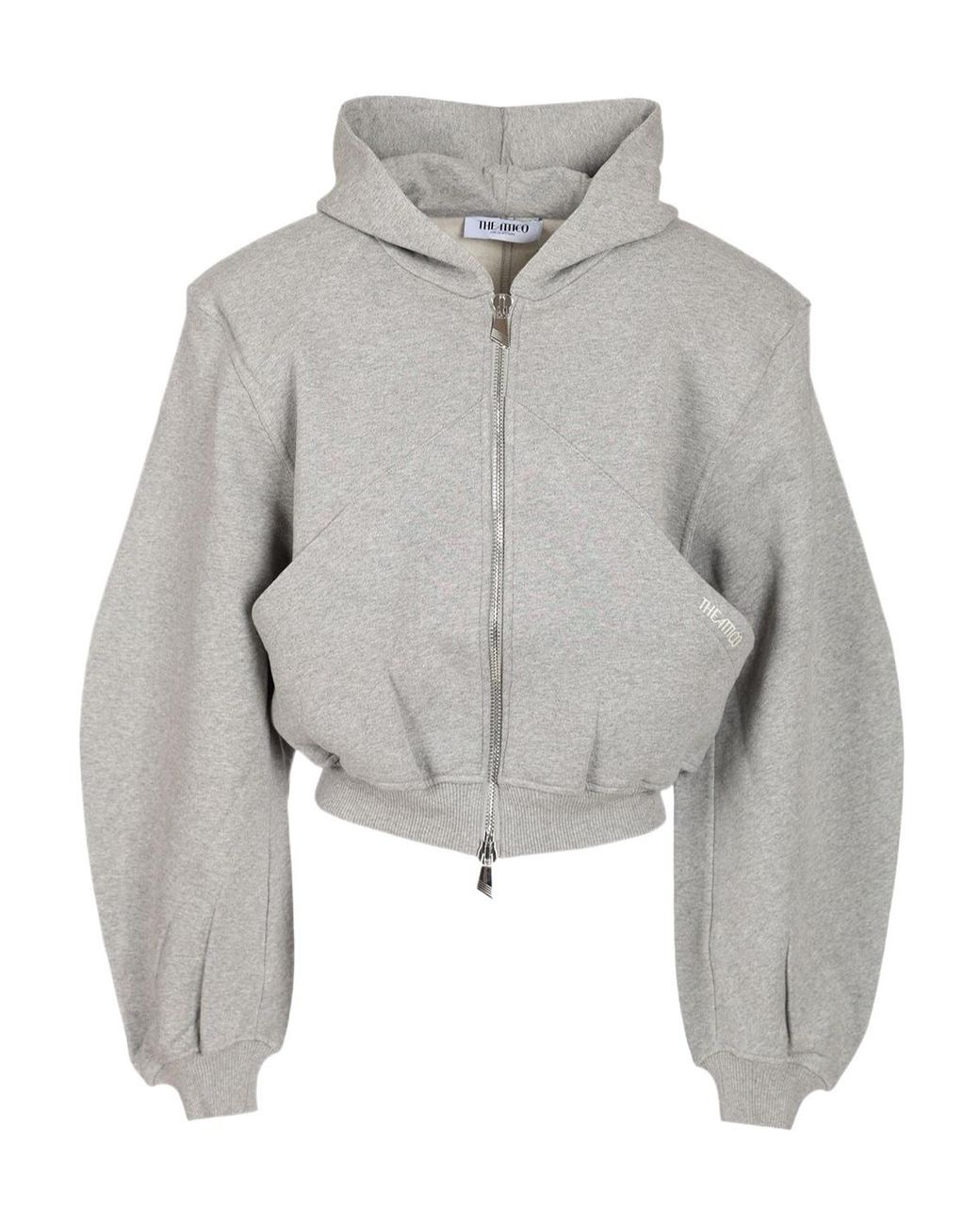 The Attico Gray The Cropped Zip-Up Hoodie