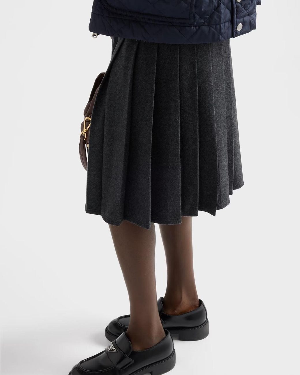 Prada Black Pleated Jersey Skirt