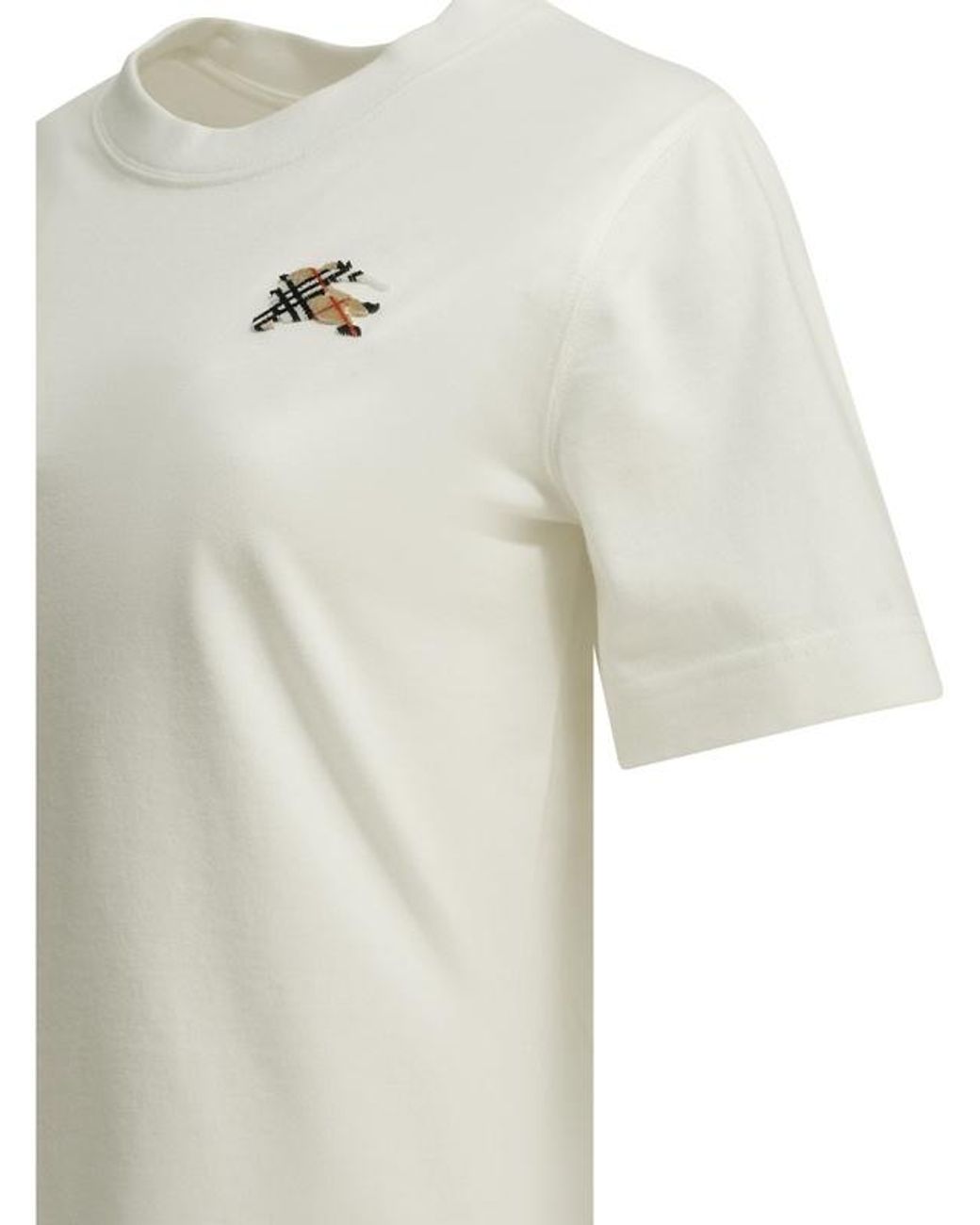 Burberry White Knight Check Crewneck T-Shirt