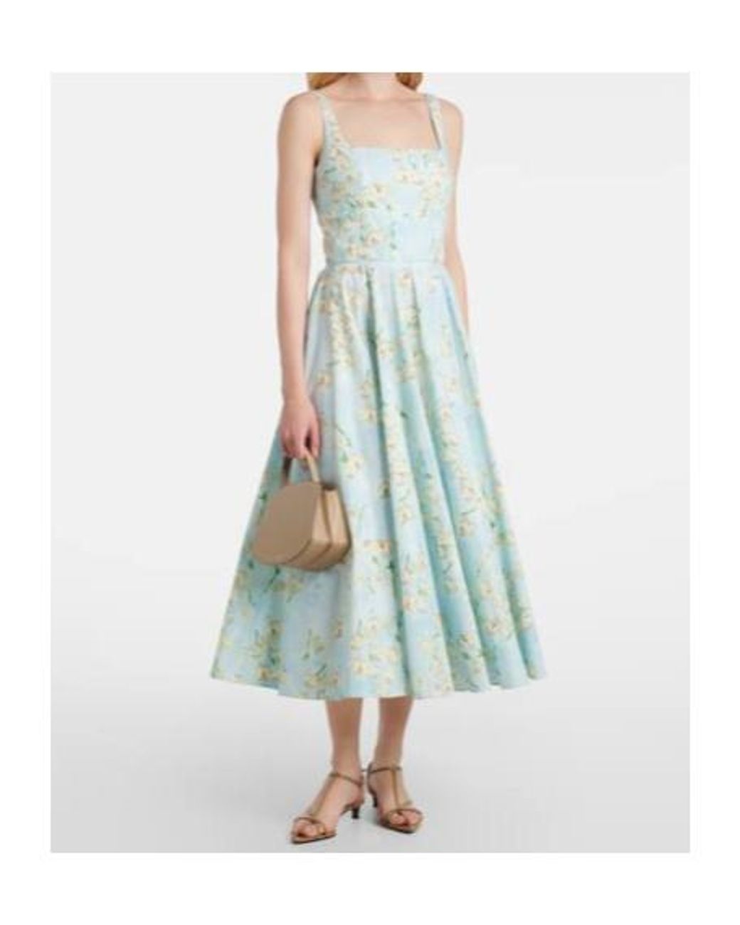 Emilia Wickstead Blue Mona Floral Cotton Midi Dress