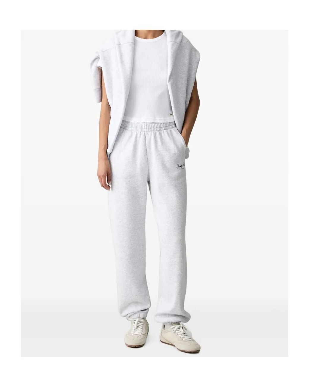 Sporty & Rich White Ribbed-Knit T-Shirt