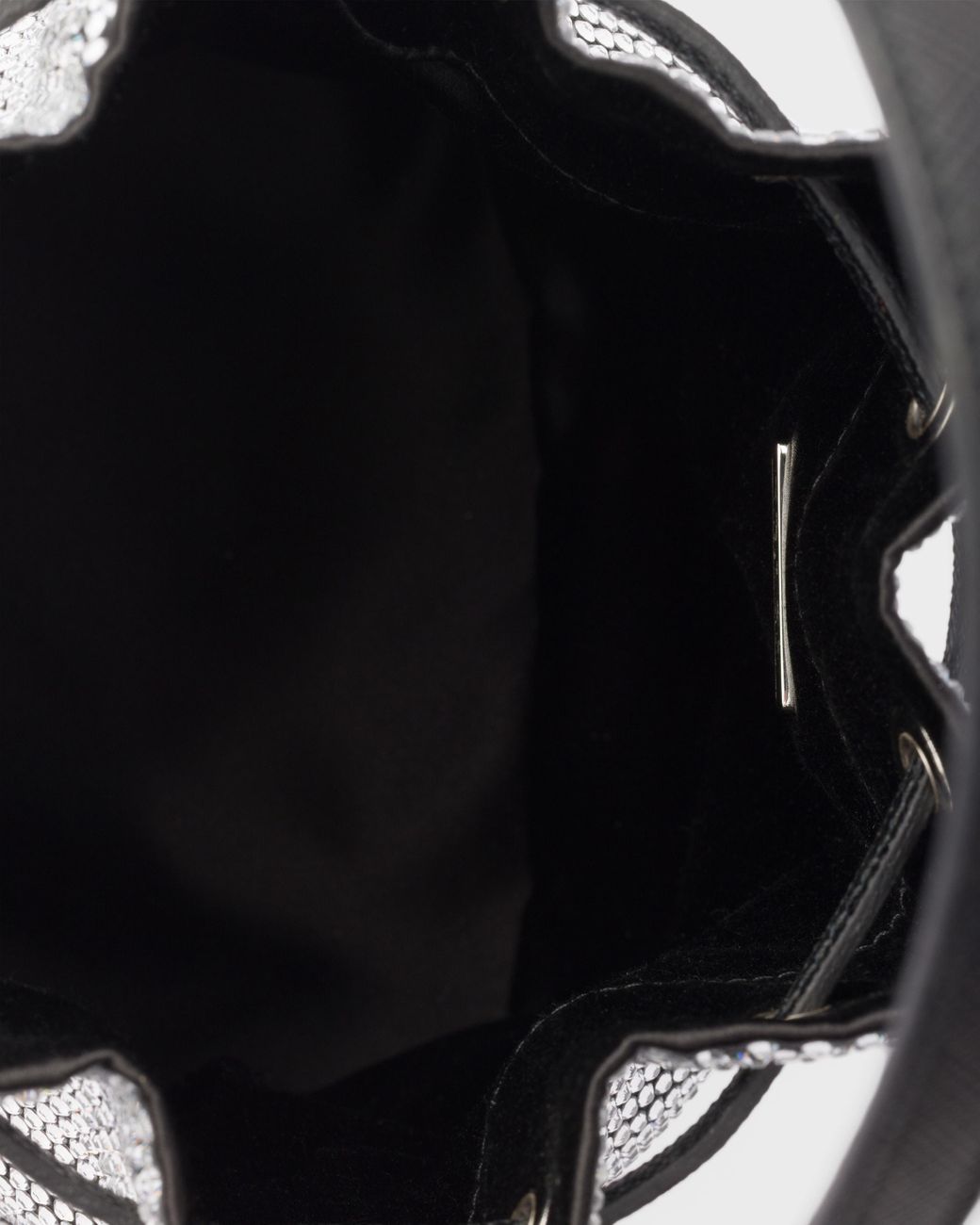 Prada Black Crystal-Studded Satin Bucket Bag