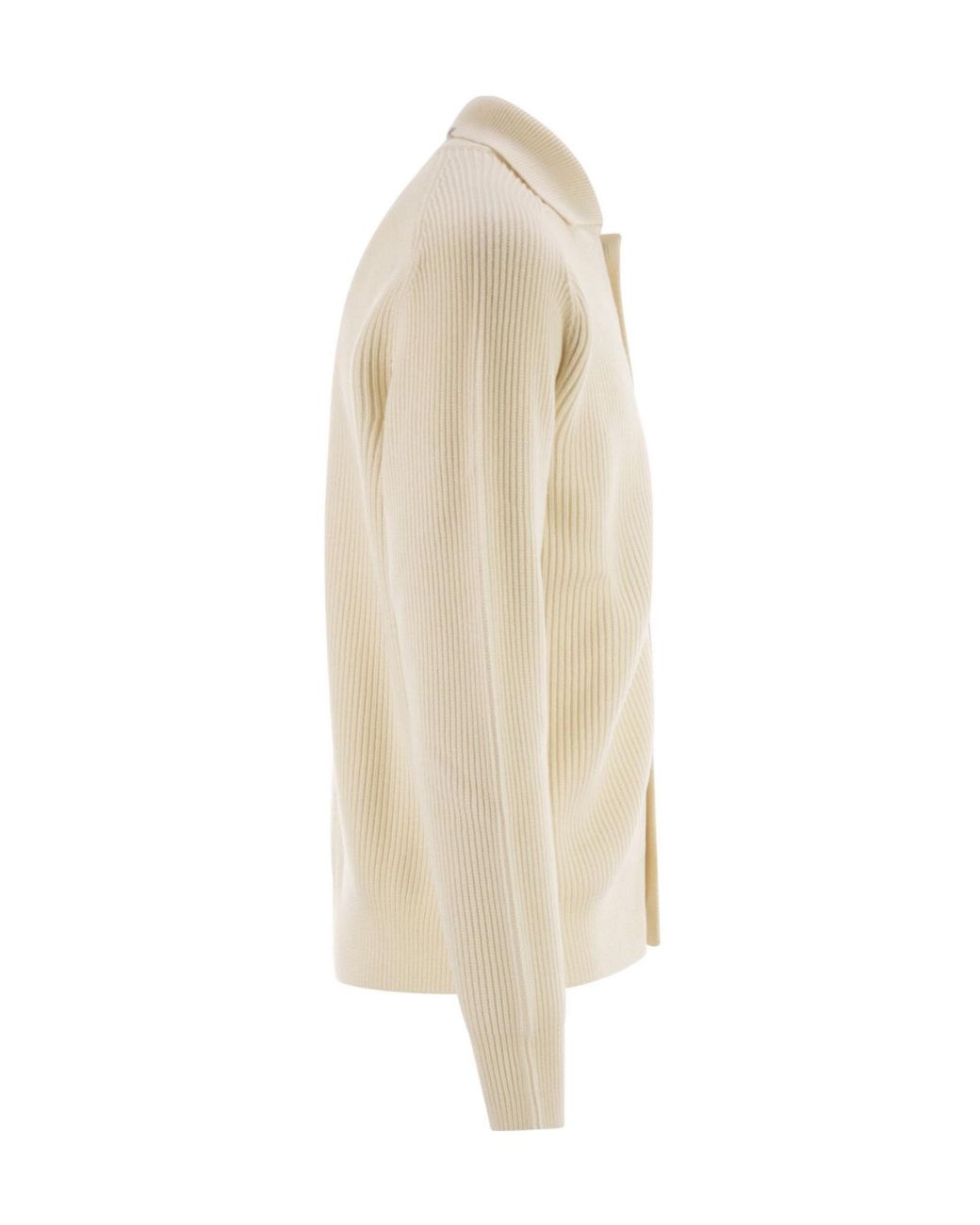 Peserico Natural Ribbed Wool Cardigan for men