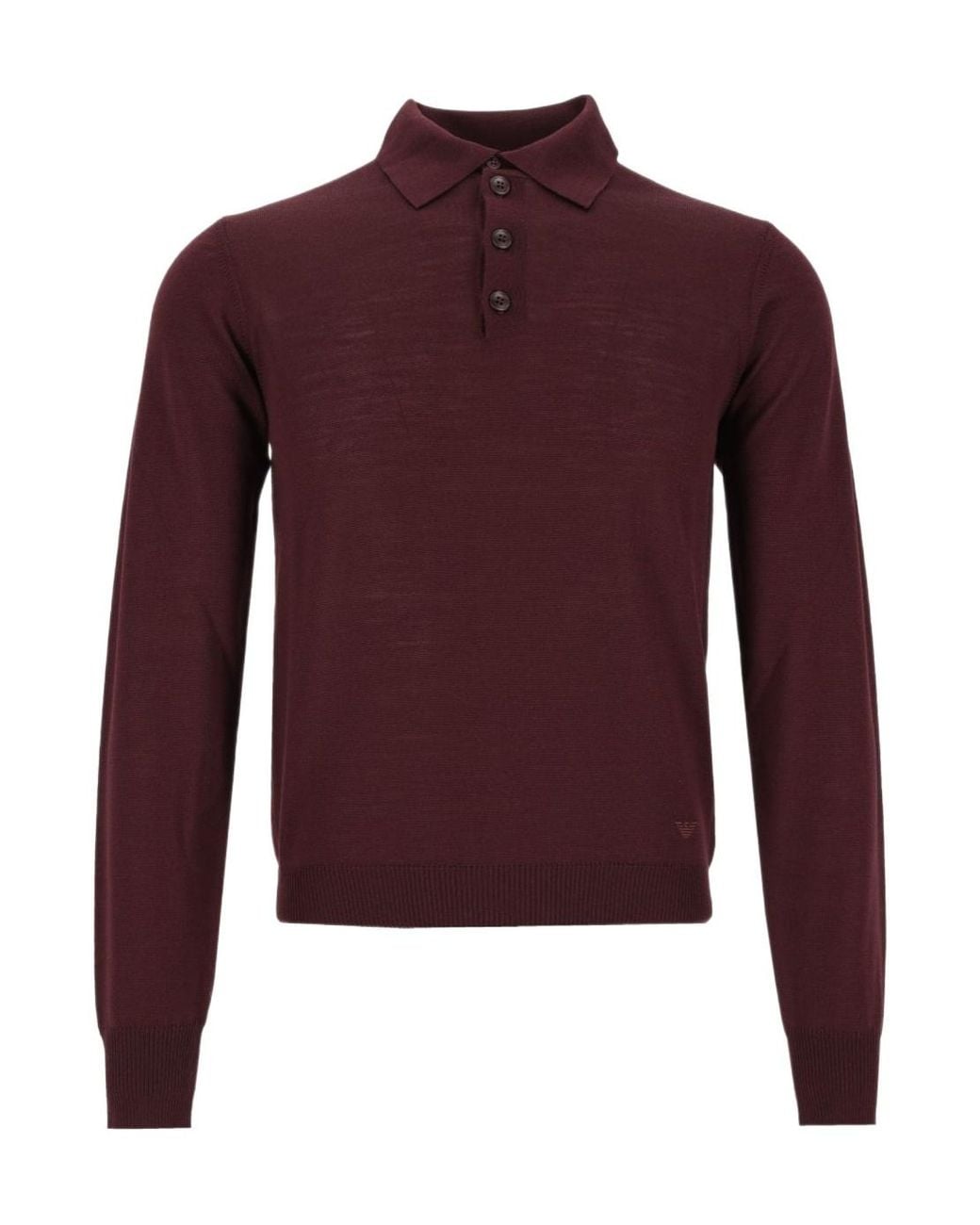 Emporio Armani Purple Polo Collar Knitted Sweater for men