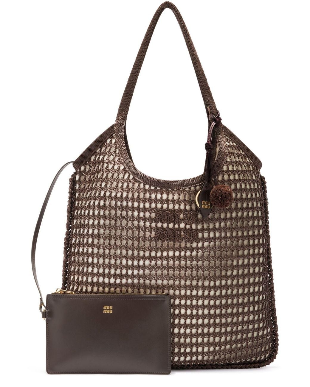 Miu Miu Brown Crochet Shoulder Bag