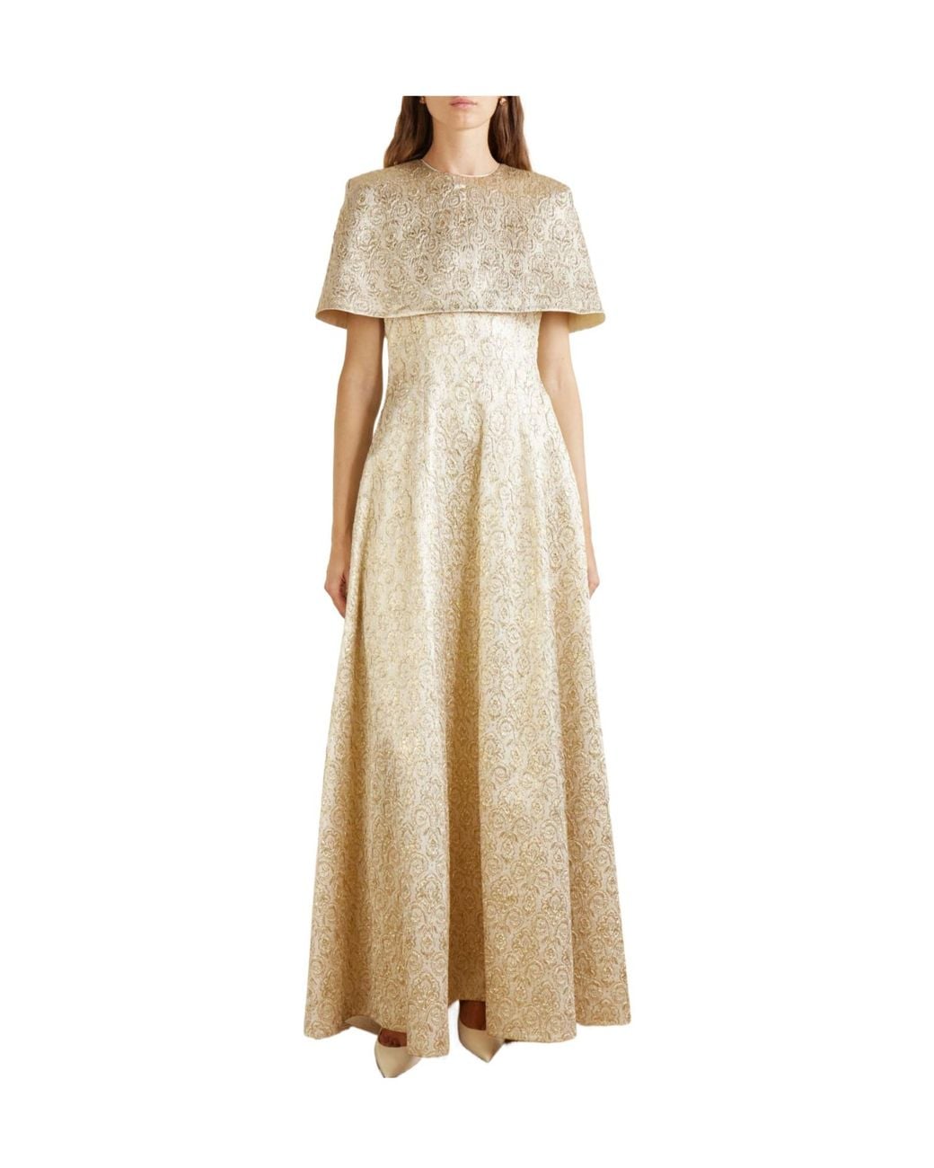 Emilia Wickstead Natural Lucretia Metallic Jacquard Gown