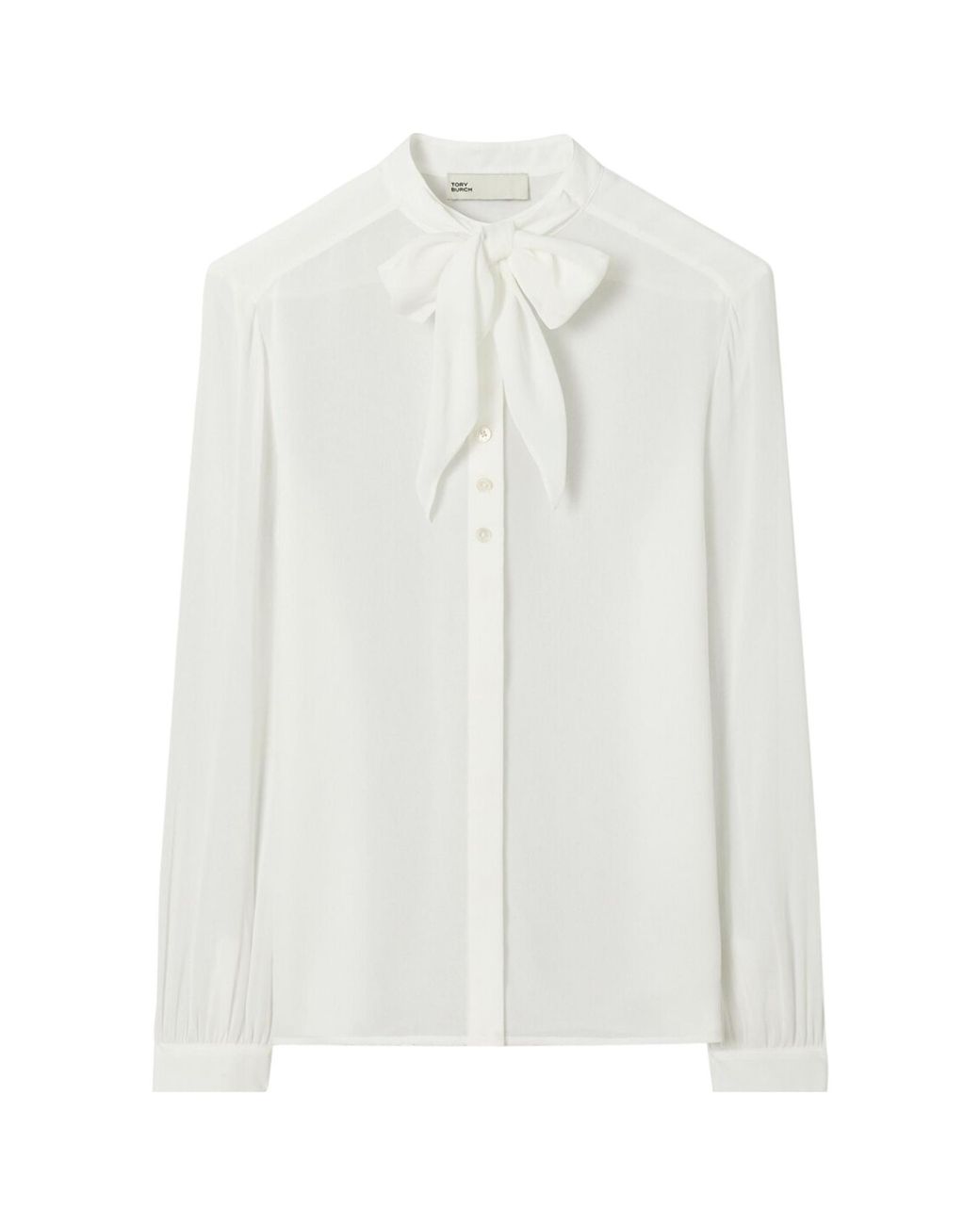 Tory Burch White Georgette Bow Blouse
