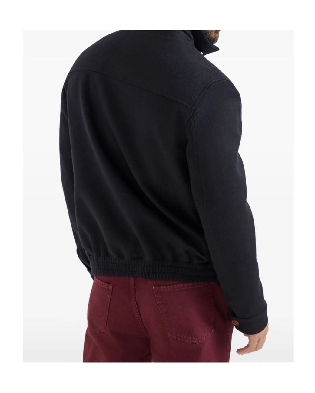 Brunello Cucinelli Black Wool Bomber for men