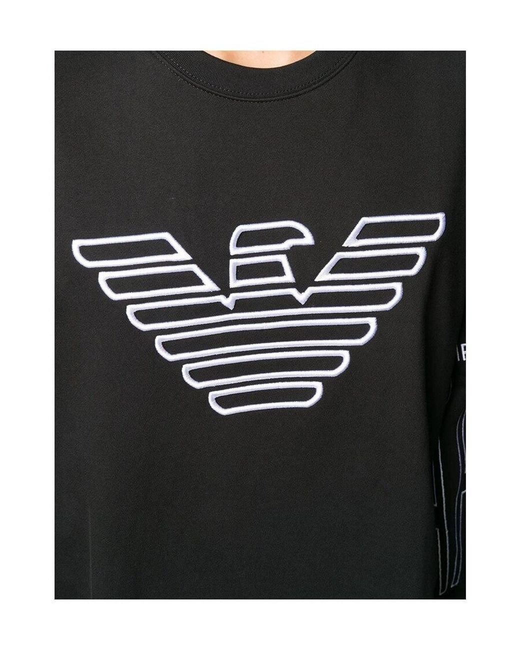Emporio Armani Black Logo Embroidered Crewneck Sweatshirt