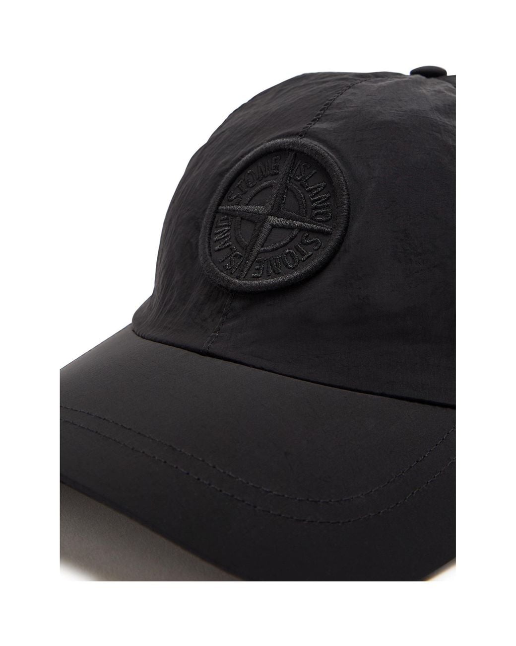 Stone Island Black Nylon Baseball Cap for men