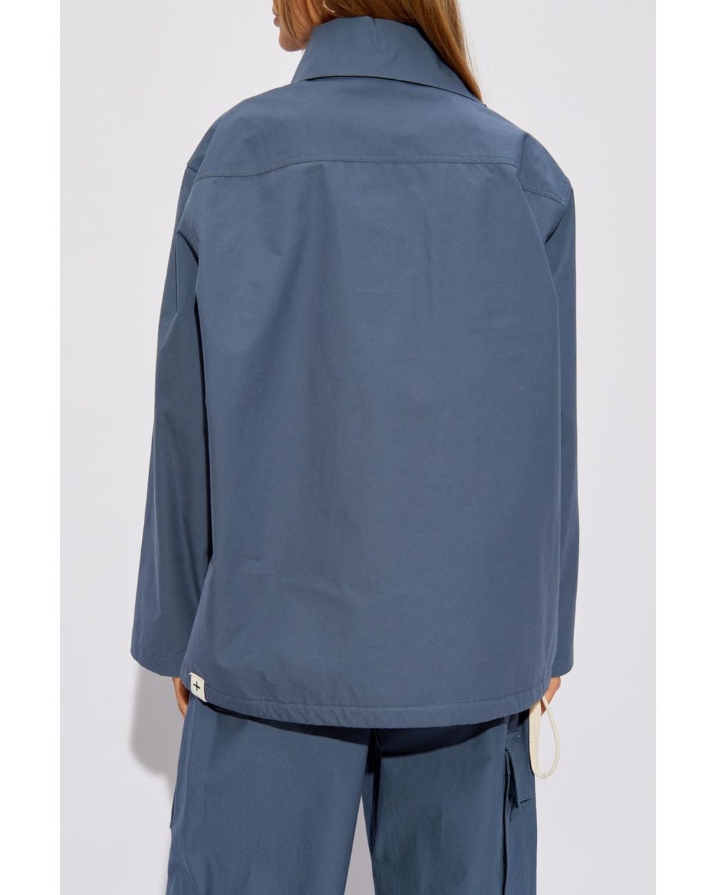 Jil Sander Blue Logo Embroidered Shirt