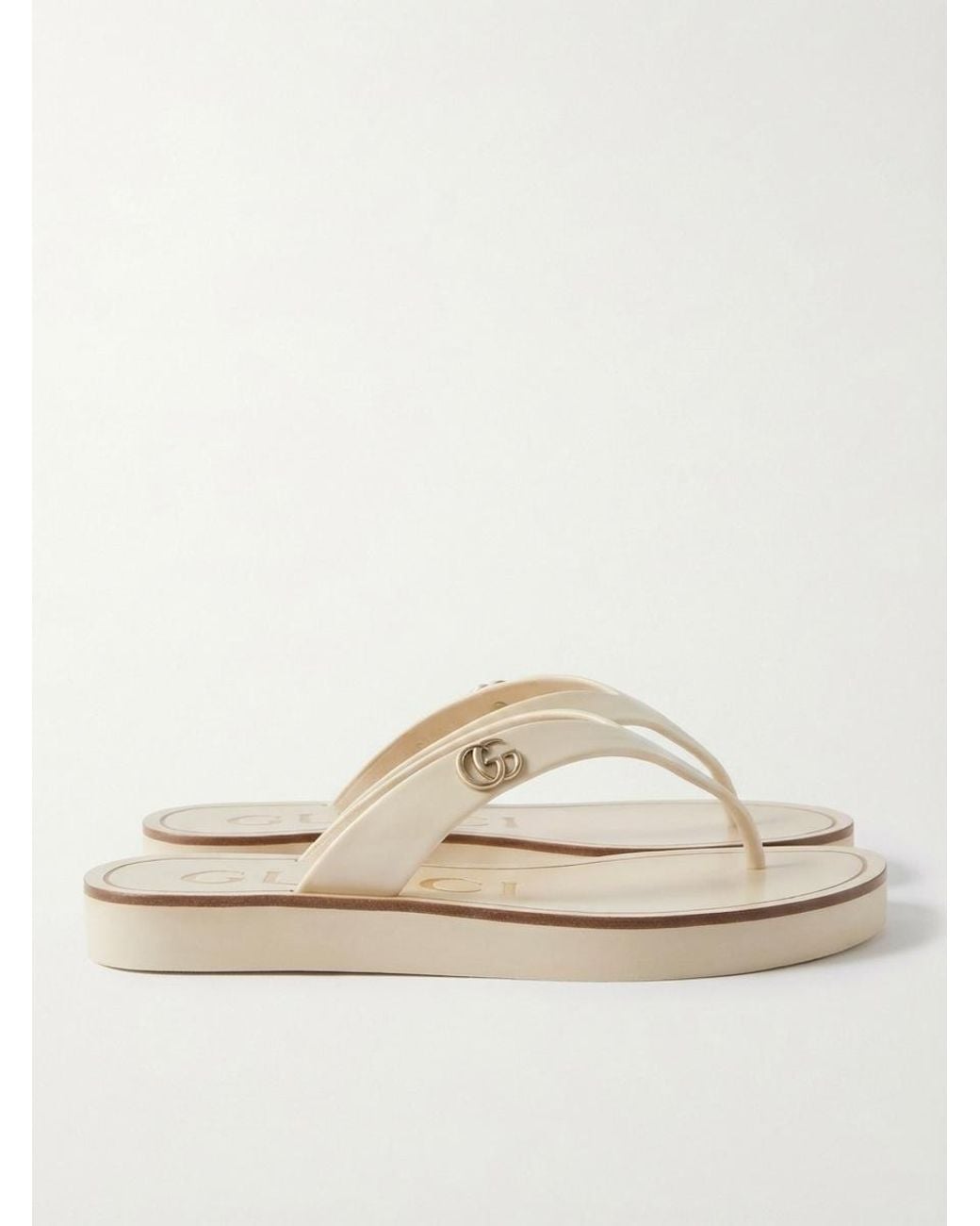 Gucci Natural Thong Sandal With Double G