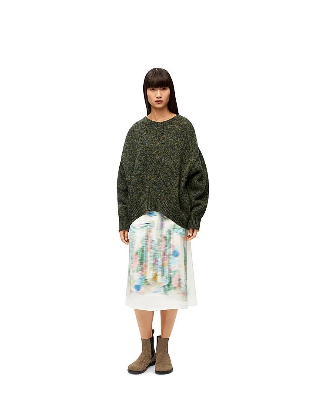Loewe Blue Paint Brush Effect Midi Skirt