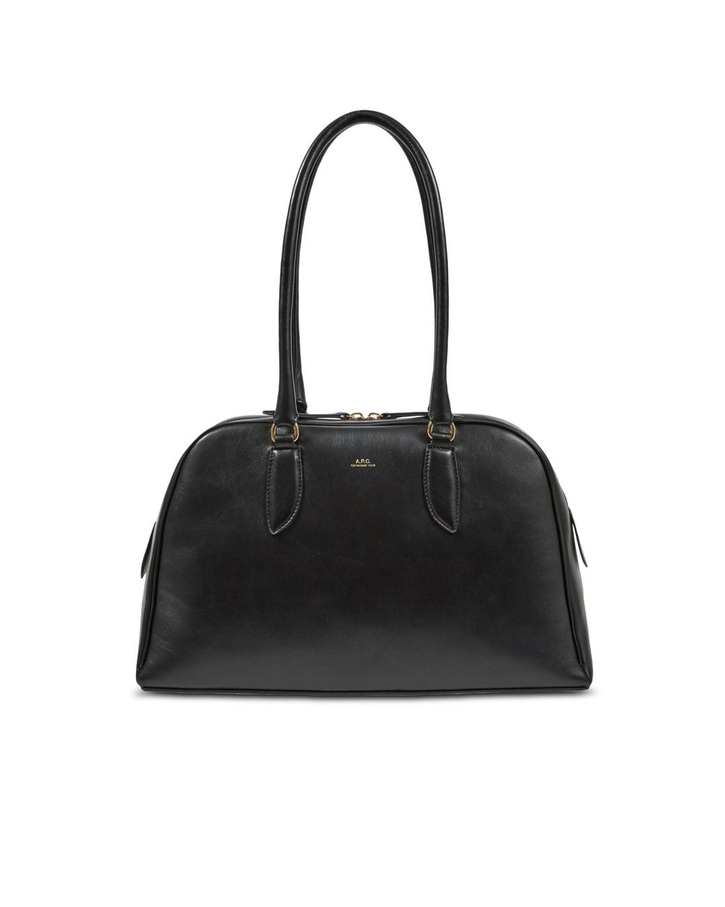 A.P.C. Black Logo-Print Leather Tote Bag