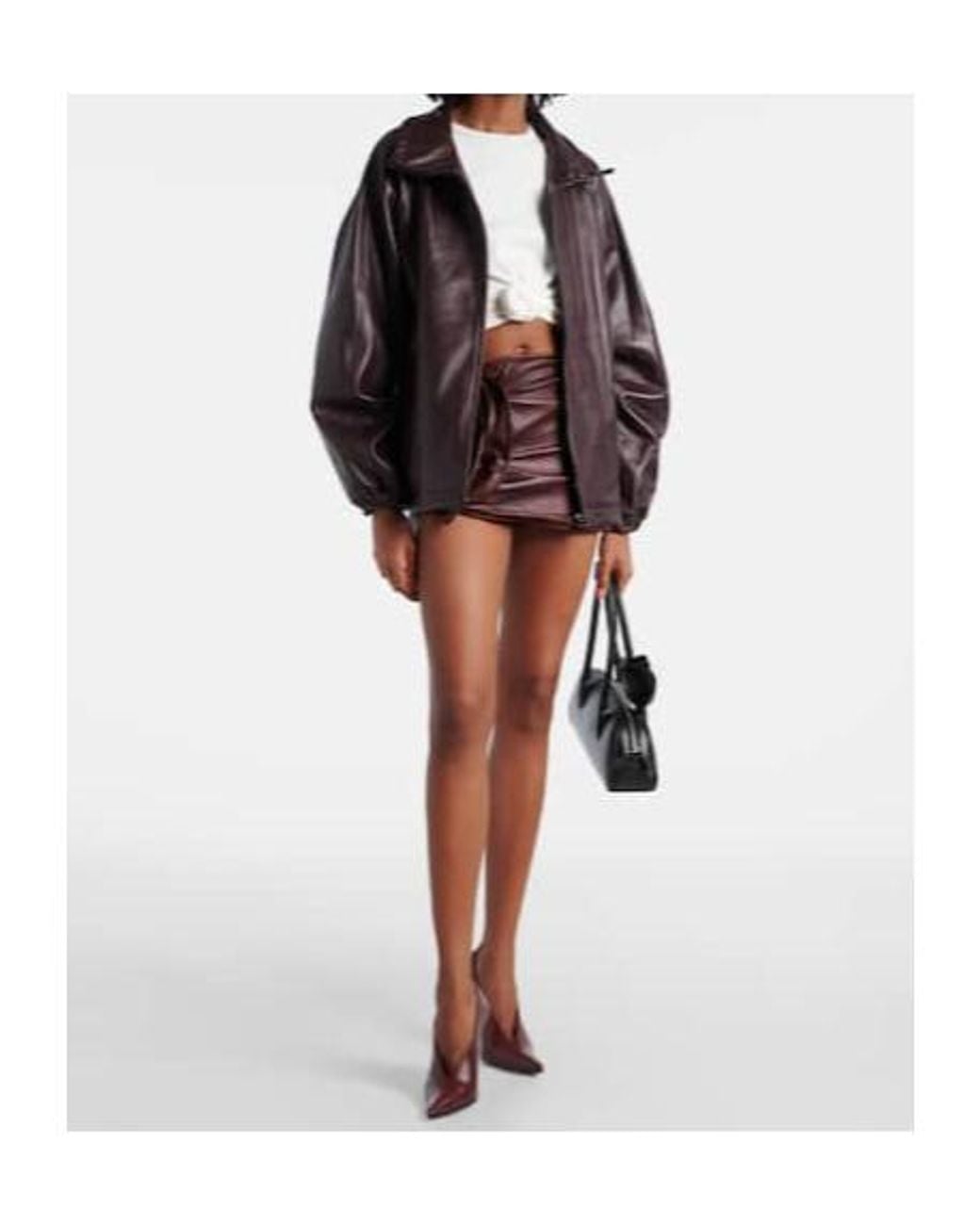 Magda Butrym Brown Long-Sleeved Leather Jacket
