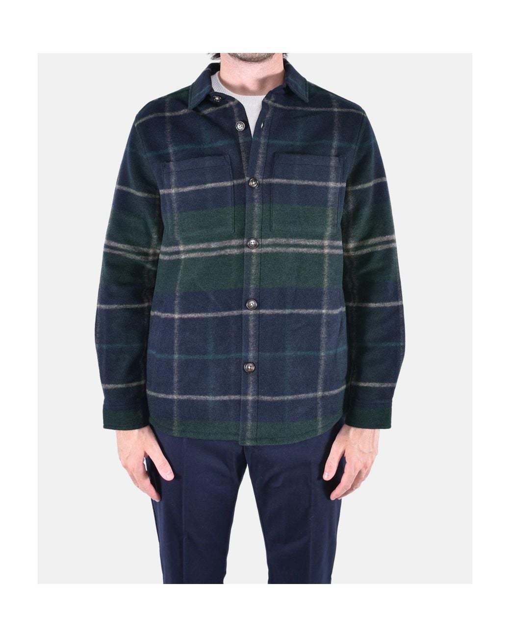 Barbour Blue Woodlane Tartan Check Shirt Jacket for men