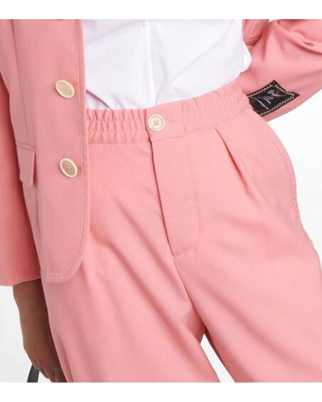 Marni Pink High-Rise Pleated Wool Crop Pants
