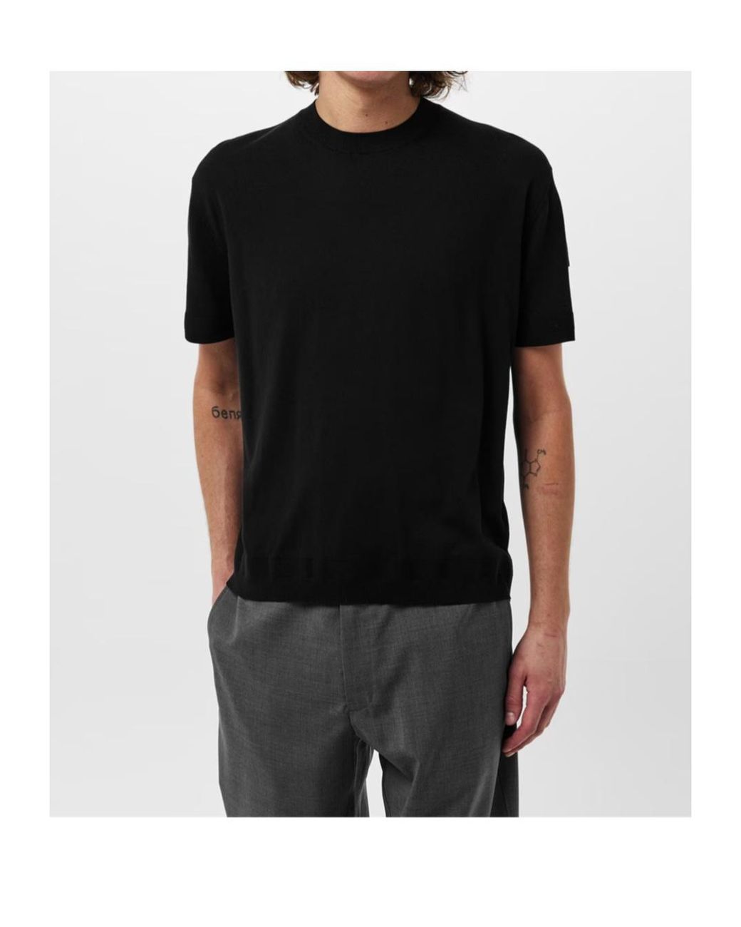 Moncler Black Knit T-Shirt for men