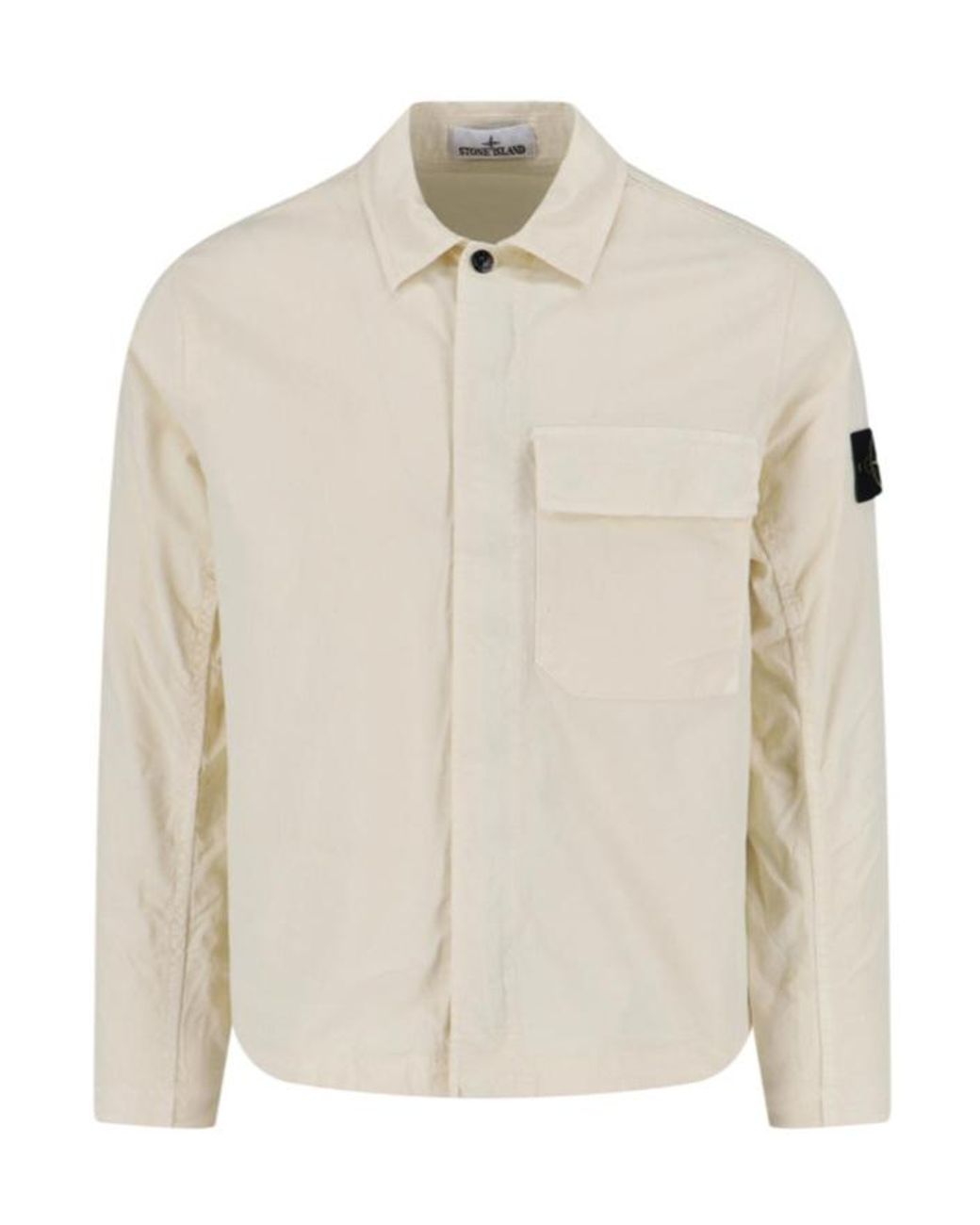 Stone Island White Compass Badge Overshirt for men