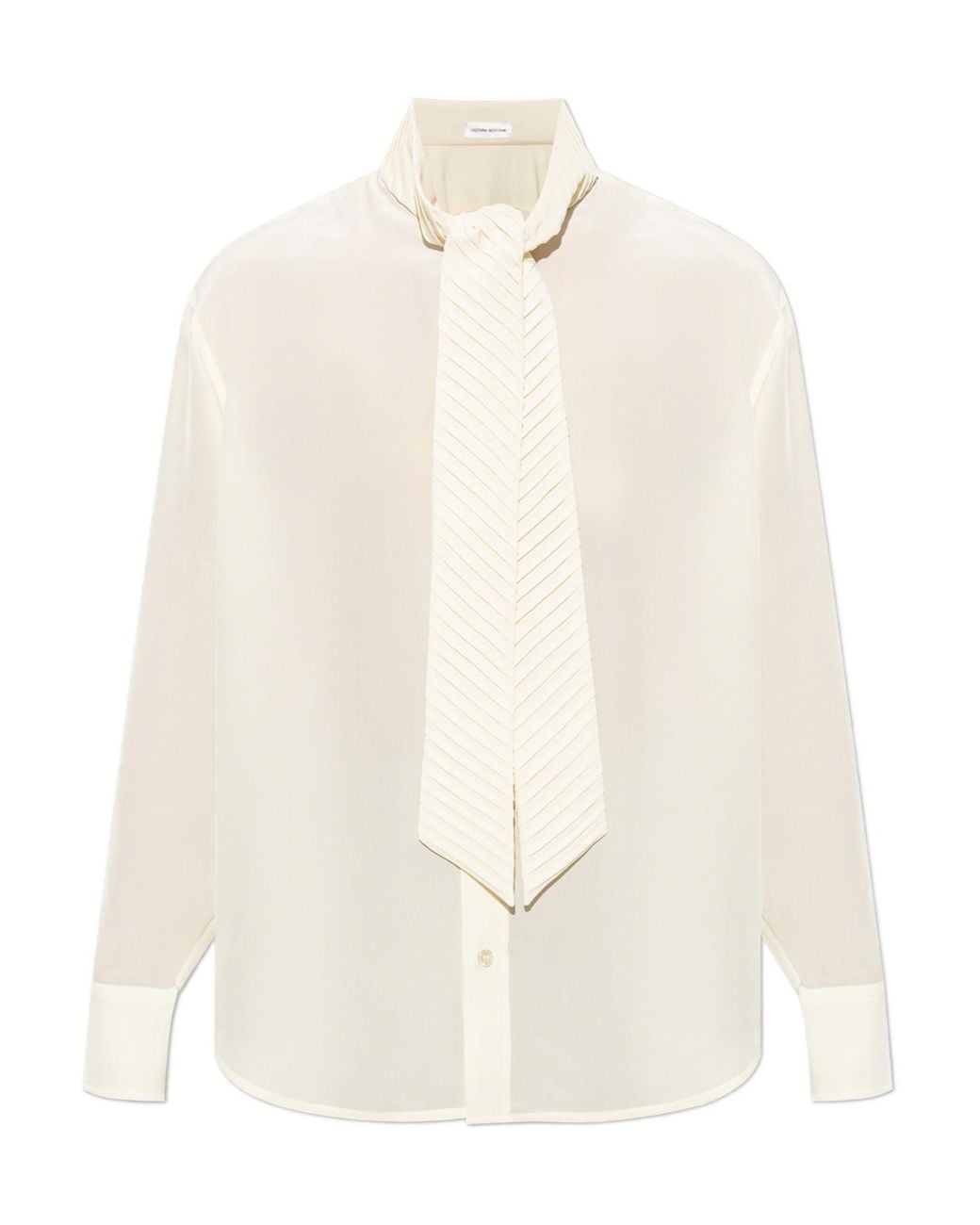 Victoria Beckham White Pleated Tie Detail Shirt