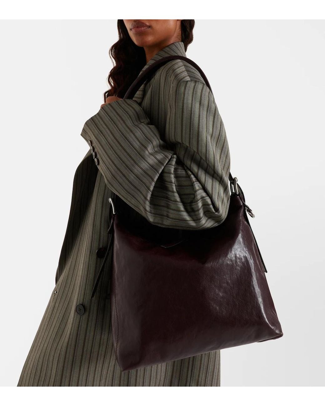 Lemaire Black Small Belted Leather Tote Bag