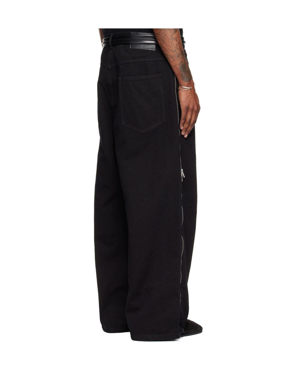 Lu'u Dan Black Side Zipper Jeans for men