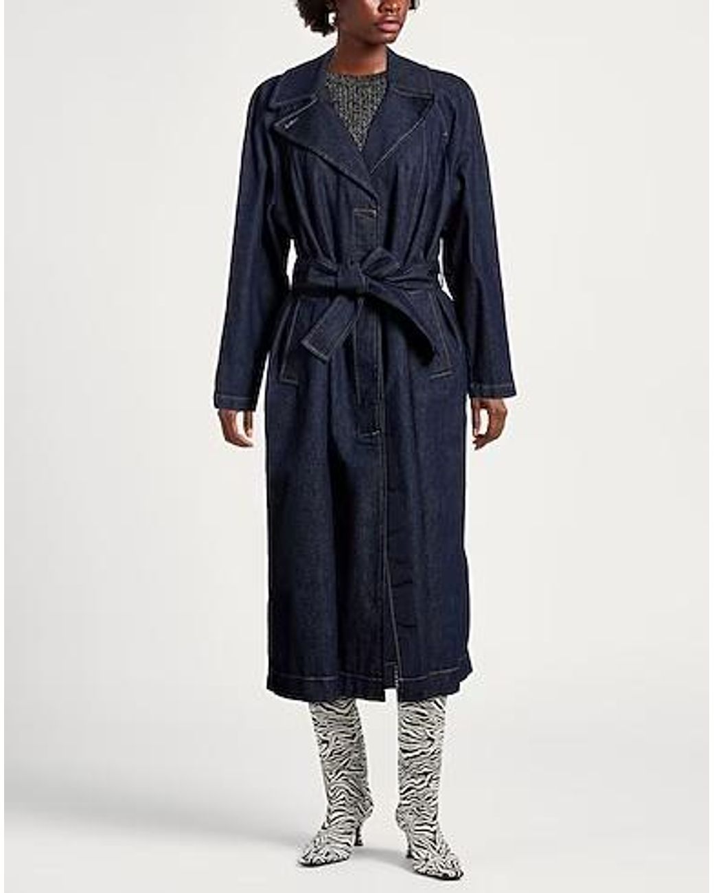MAX&Co. Blue Dark Denim Trench Coat