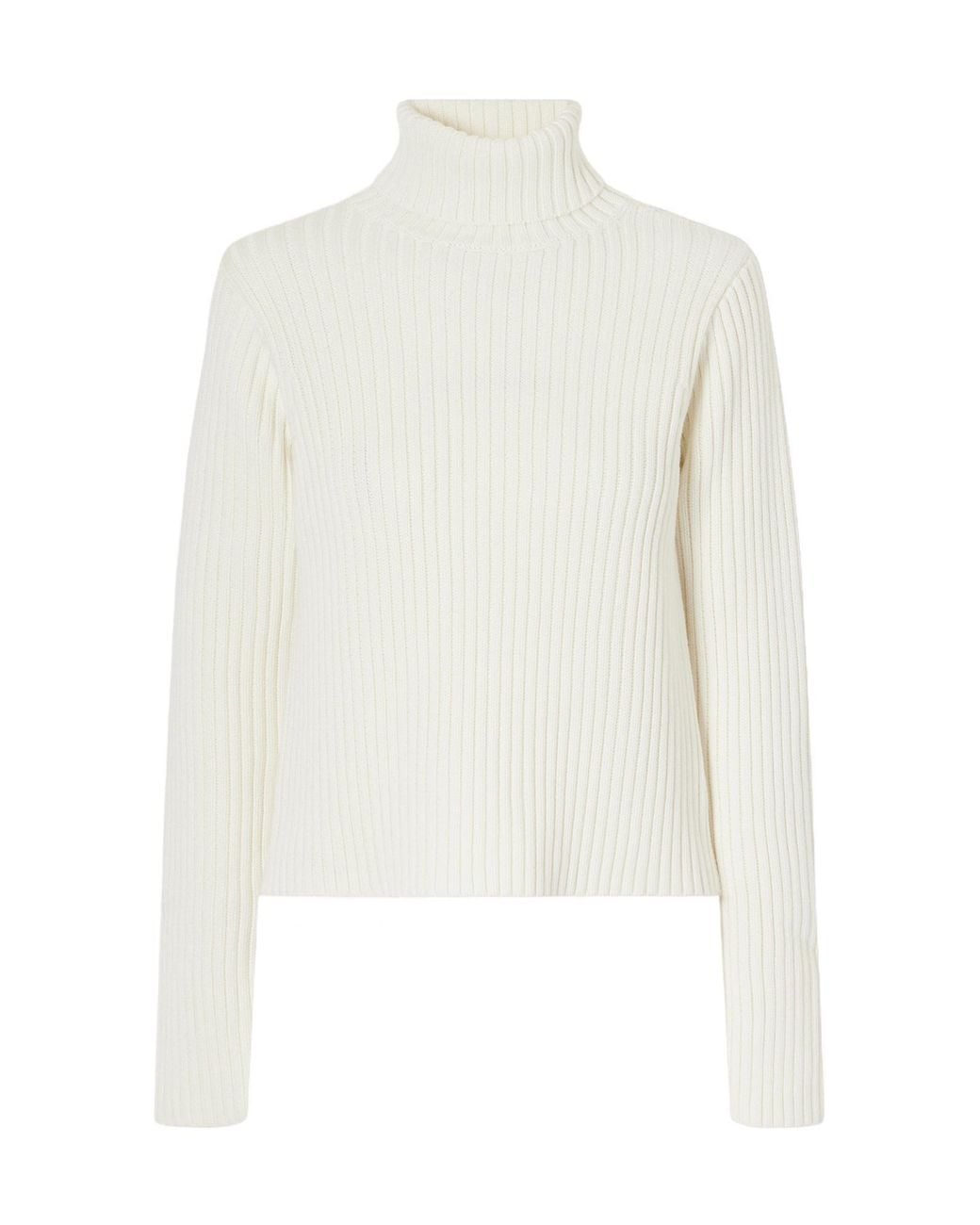 Still Here White Miller Ribbed Cotton Turtleneck Sweater