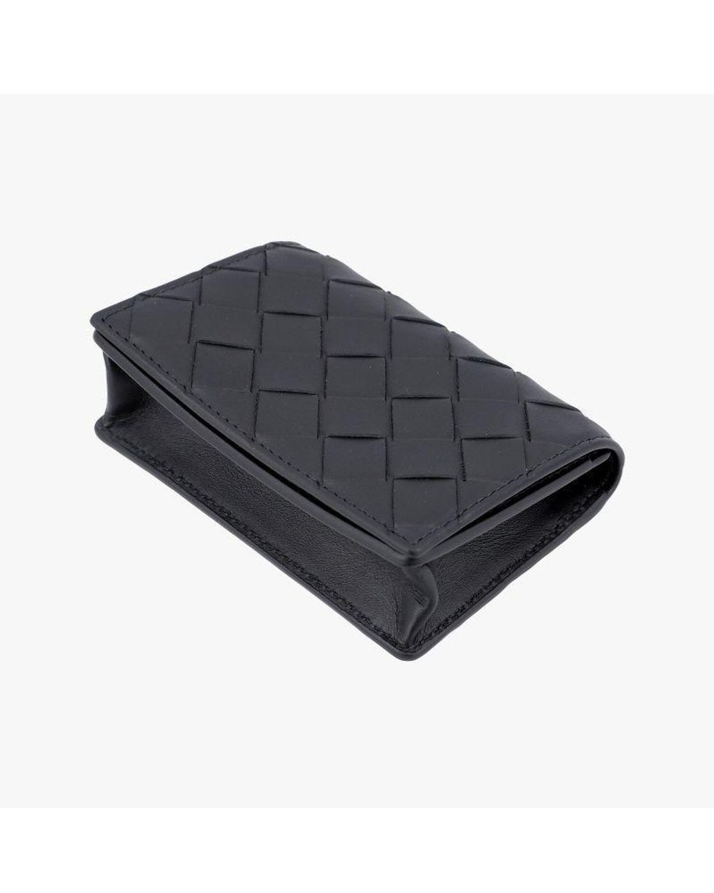 Bottega Veneta Black Woven Card Holder for men